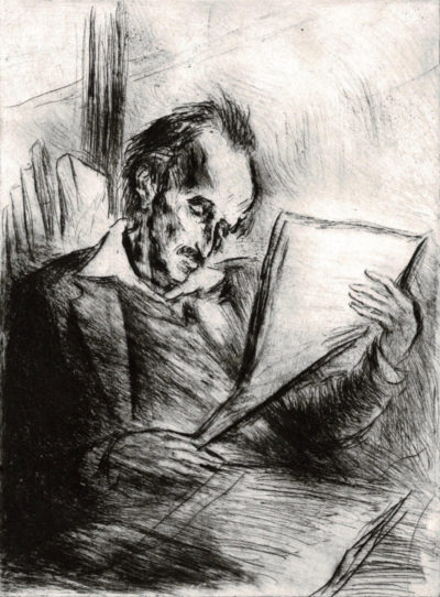 Portrait of Hans Keller towards the end of his life, by Milein Cosman